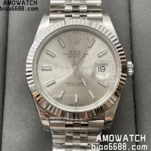 ROLEX DateJust 41mm SS 126334-0004 VSF 1:1 Best Edition 904L Steel Silver Stick Dial on Jubilee Bracelet VS3235