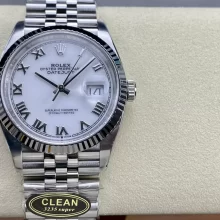 ROLEX DateJust 36 126234-0025 904L SS Clean Factory 1:1 Best Edition Fluted Bezel White Dial on Jubilee Bracelet VR3235