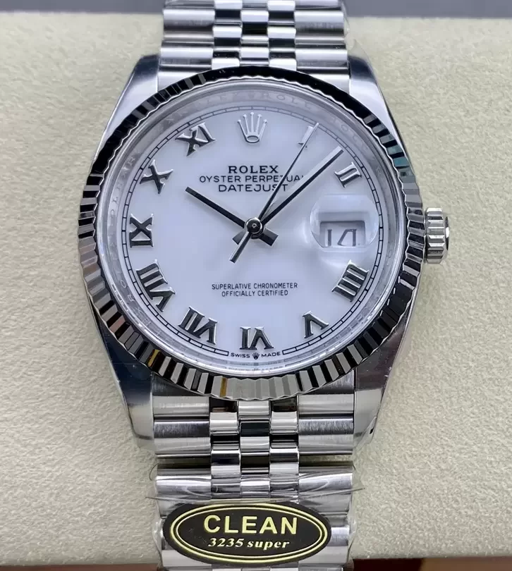 ROLEX DateJust 36 1262340025 904L SS Clean Factory 11 Best Edition Fluted Bezel White Dial on