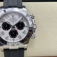 Rolex Daytona 116519 Clean Factory 1:1 Best Edition 904L SS Case White Dial on Rubber Strap SA4130 V2