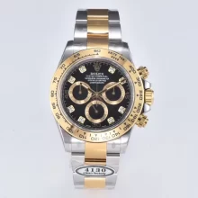 Rolex Daytona 116503-0011Clean Factory 1:1 Best Edition Black Diamonds Dial on YG/SS Bracelet SA4130 V2