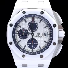 Audemars Piguet Royal Oak Offshore 26402CB.OO.A010CA.01 44mm White Ceramic APF 1:1 Best Edition White Dial on Rubber Strap A3126