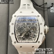 Richard Mille RM11-03 RM1103 Black Carbon KV Factory Best Edition Skeleton Dial on White Rubber Strap v5