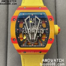 RM27-03 NTPT Real Tourbillon BBR Best Edition Skeleton Dial on Yellow Nylon Strap