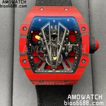 Richard Mille RM27-03 RM2703 Red Carbon BBR Factory Best Edition Skeleton Dial on Red Nylon Strap