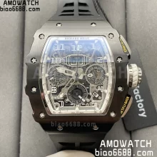 Richard Mille RM11-03 RM1103 Black Carbon KV Factory Best Edition Skeleton Dial on Black Rubber Strap v5