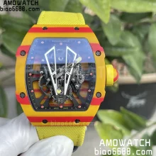 RM27-03 NTPT Real Tourbillon BBR Best Edition Skeleton Dial on Yellow Nylon Strap