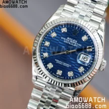 Rolex DateJust 36 SS 126234 VSF 1:1 Best Edition 904L Steel Blue Textured Diamonds Dial on Jubilee Bracelet VS3235