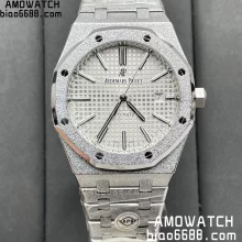 AP Royal Oak 41mm 15410BC Frosted SS APSF 1:1 Best Edition White Textured Dial  Super Clone V3