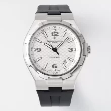 VC Overseas 47040 SS PPF 1:1 Best Edition White Textured Dial on Black Rubber Strap A1226