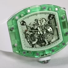 RM厂 RICHARD MILLE理查德米勒（理查德米尔）RM055 RM-055 绿色透明水晶表壳橡胶表带腕表