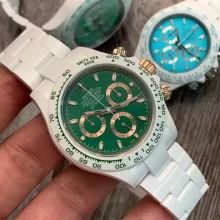 Rolex Daytona AET White Ceramic Case and Bracelet Green  Dial SA4130