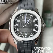 Patek Philippe Aquanaut 5167-001 SS 3KF Best Edition Gray Dial on Black Rubber Strap A324 Super Clone V3