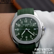 Patek Philippe Aquanaut 5168G-010 SS 3KF Best Edition Green Dial on Green Rubber Strap A324 Super Clone V3
