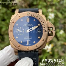 Panerai PAM1074 W Bronzo VSF 1:1 Best Edition Blue Dial on Blue Calfskin Strap P.900 Clone