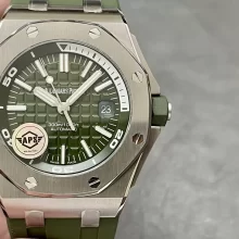 Royal Oak Offshore Diver 15710 APS factory 1:1 Best Edition Green Dial on Green Rubber Strap SA3120 Super Clone