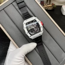 Richard Mille RM035 RM35-01 RM3501 White Carbon SONIC Factory Best Edition Skeleton Dial on Blue Rubber Strap Clone RMUL2