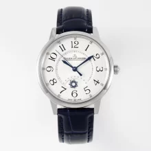 JL Rendez-Vous Night & Day 3448410 SS APSF 1:1 Best Edition White Textured Dial Polished Bezel on Blue Leather Strap A898