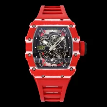 RICHARD MILLE RM035 Red Carbon SONIC Best Edition Skeleton Dial on Red Rubber Strap Clone RMUL2