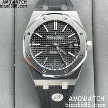 AP Royal Oak 41mm 15400 SS APSF 1:1 Best Edition Black Textured Dial on Black Rubber Strap SA3120 Super Clone V3