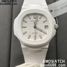 AET Nautilus 5711 White Ceramic AETF Best Edition White Dial on White Rubber Strap MIYOTA 9015