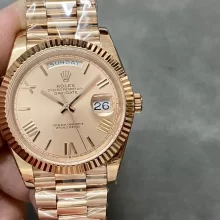 Rolex DayDate 228235 40 RG GMF 1:1 Best Edition Rose Gold Rome dial on President Bracelet A3255 or A2836 V3(Tungsten Heavy Versio)