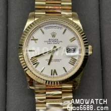 Rolex DayDate 228238 40 YG GMF 1:1 Best Edition White Rome Dial on President Bracelet A3255 or A2836 V3(Tungsten Heavy Versio)