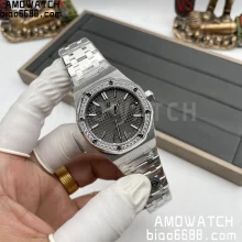 AP Royal Oak 37mm 15451 SS APSF 1:1 Best Edition Gray Textured Dial on SS Bracelet SA3120 Super Clone