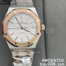 AP Royal Oak 37mm 15450 SS/RG ZF 1:1 Best Edition White Textured Dial on SS Bracelet A3120