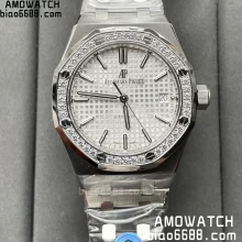 AP Royal Oak 37mm 15451 SS APSF 1:1 Best Edition White Textured Dial on SS Bracelet SA3120 Super Clone