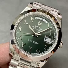 Rolex DayDate 228236 40mm GMF 1:1 Best Edition Green Dial Smooth Bezel on SS Bracelet A3255 or A2836 V3(Tungsten Heavy Version)