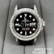 VS Factory Rolex Yacht-Master 42mm：Moissanite bezel, case inlaid with moissanite