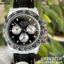 Rolex Daytona DIW White Carbon DIWF 1:1 Best Edition Black Dial on Black Nylon Strap SH4130