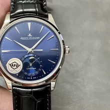 Master Ultra Thin Moon 1368480 SS APSF 1:1 Best Edition Blue Dial on Black Leather Strap SA925 Super Clone