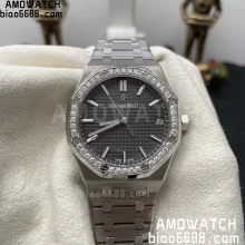 Custom Watch：Royal Oak 41mm 15500 SS APSF 1:1 Best Edition Grey Textured Dial on SS Bracelet A4302 Super Clone V3