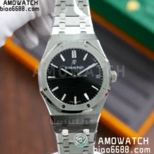 AP Royal Oak 41mm 15500 SS APSF 1:1 Best Edition Black Textured Dial on SS Bracelet A4302 Super Clone V3