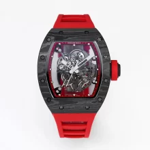 RICHARD MILLERM RM055 RM-055 BBRF 1:1 Best Edition Black NTPT Carbon Fiber Red Rubber Strap RMUL2 V3