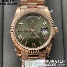 Rolex DayDate 228235 40 RG QF 1:1 Best Edition Green Roman Dial on President Bracelet A2836 V5(Tungsten Heavy Versio)