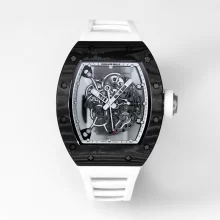 RICHARD MILLERM RM055 RM-055 BBRF 1:1 Best Edition Black NTPT Carbon Fiber White Rubber Strap RMUL2 V3