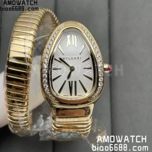 BVLGARI Serpenti Seduttori Watch 101923 YG BVF 1:1 Best Edition White Dial with Diamondon Bezel YG Bracelet ETA Quartz