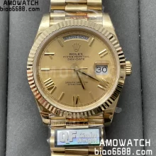 Rolex DayDate 228238 40 YG QF1:1 Best Edition YG Roman Diamond Dial on President Bracelet A2836 V5(Tungsten Heavy Versio)