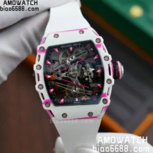 RM厂 RICHARD MILLE理查德米勒（里查德米尔） RM38-02 RM3802  白/粉色碳纤维陀飞轮机芯橡胶表带