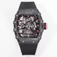 RICHARD MILLERM RM38-02 RM3802 RMF Best Edition Black NTPT Carbon Fiber Black Rubber Strap Tourbillon