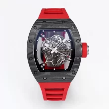 RICHARD MILLERM RM055 RM-055 BBRF 1:1 Best Edition Black NTPT Carbon Fiber Red Rubber Strap RMUL2 V3