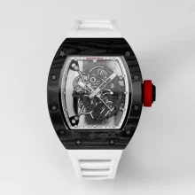 RICHARD MILLERM RM055 RM-055 BBRF 1:1 Best Edition Black NTPT Carbon Fiber White Rubber Strap RMUL2 V3