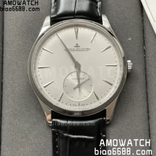 JL Master Ultra Thin Small Second 1218420 SS APSF 1:1 Best Edition White Dial on Black Leather Strap SA896 Super Clone