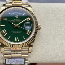 Rolex DayDate 228238 40 YG QF1:1 Best Edition Gree Roman Dial on President Bracelet A2836 V5(Tungsten Heavy Versio)