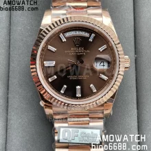 Rolex DayDate 228235-003 40 RG QF1:1 Best Edition Brown Diamond Dial on President Bracelet A2836 V5(Tungsten Heavy Versio)