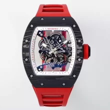 RICHARD MILLE RM055 NTPT/Ti ZF 1:1 Best Edition White Bezel Red Crown on Red Rubber Strap RMUL2 Super Clone