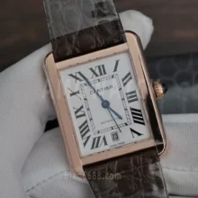 Cartier Tank Solo 31mm RG AF 1:1 Best Edition White Dial on Brown Leather Strap A2892